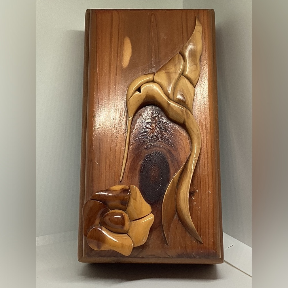 Rare❣️ Beautiful Wood Hummingbird Flower Trinket Storage Decorative Box Art - Picture 10 of 13